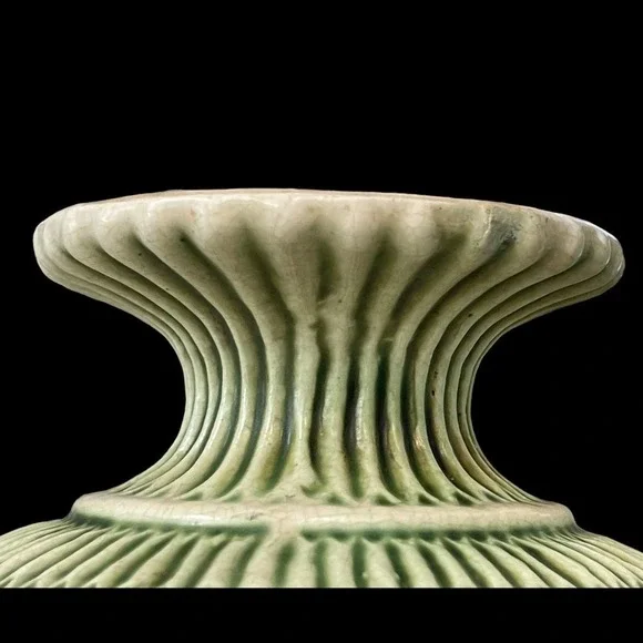 Vintage Early Roseville Pottery Donatello Footed Bowl Compote Cream, Green - Picture 6 of 15